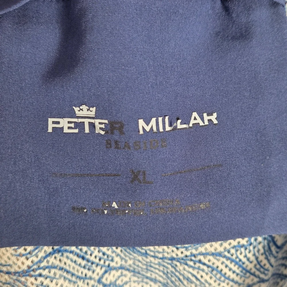 Peter Millar Men XL Seaside Co Swim Trunks Red Bottle Print AOP
